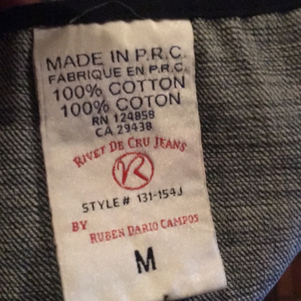 Rivet De Cru Distressed Blue Jeans Jacket Size M - Picture 7 of 7